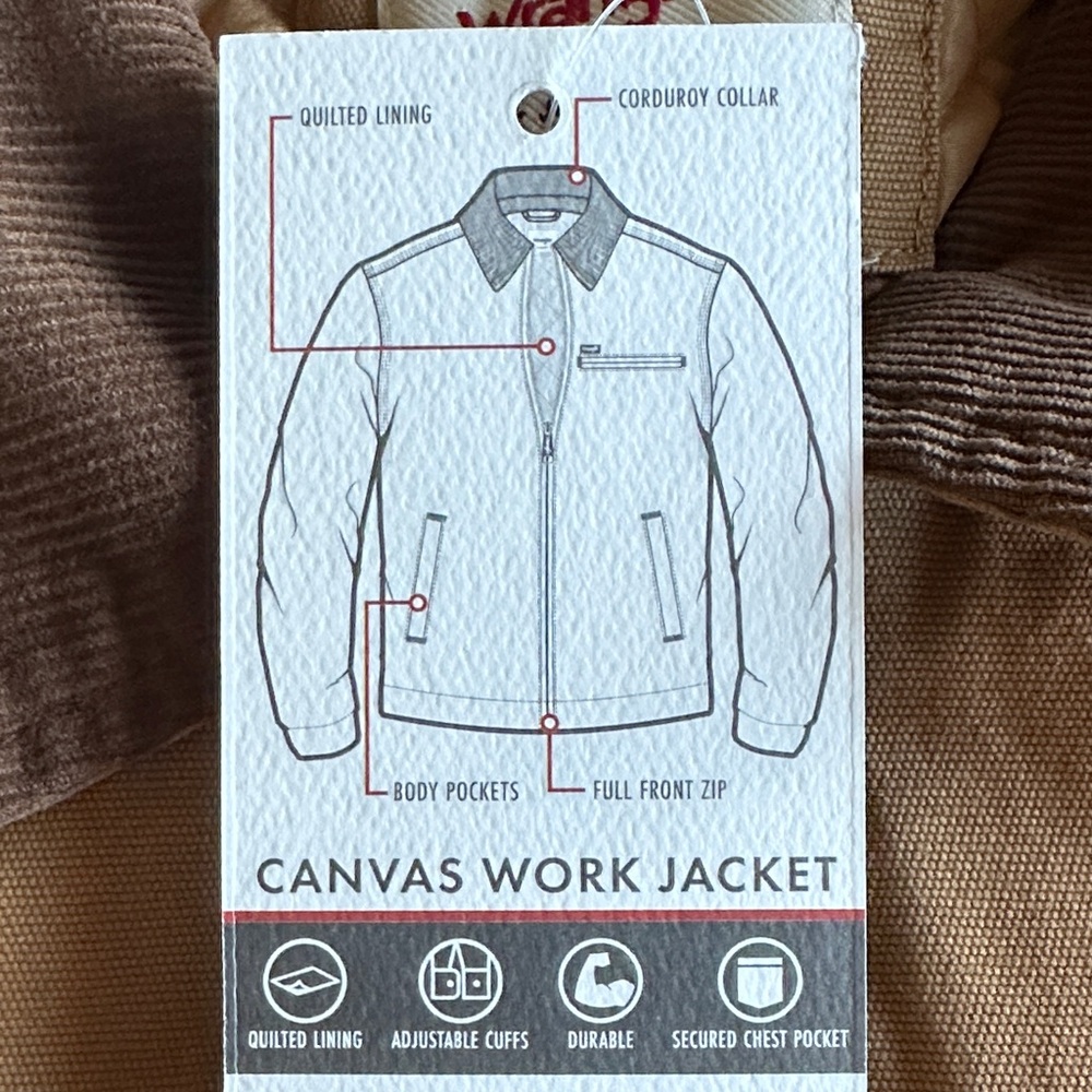 Wrangler Men's Brown Canvas Work Jacket - Picture 3 of 3